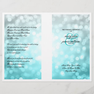 Wedding Program Beach Ombre Glitter Lights
