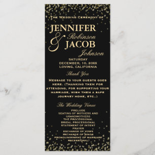 Wedding Program   Black and Gold Confetti Programme