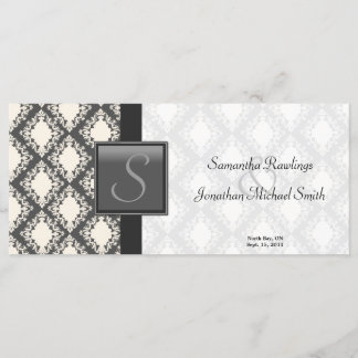 Wedding Program - Black and White Damask Monogram Programme