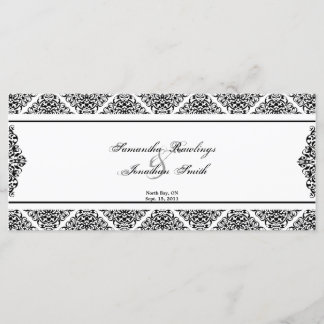 Wedding Program - Black and White Damask Programme