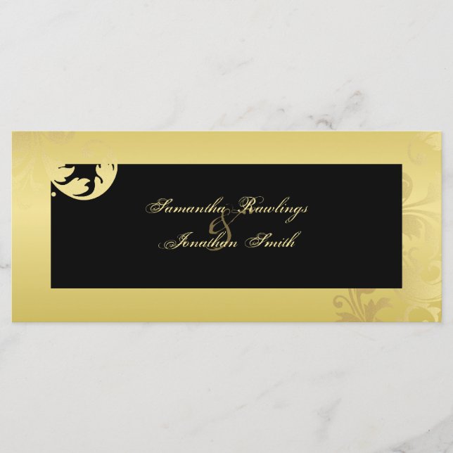 Wedding Program - Black & Gold Shimmer Floral Programme (Front)