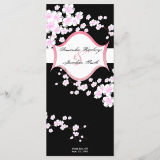Wedding Program - Black & White Cherry Blossoms Programme