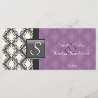 Wedding Program - Black White Damask Monogram Programme