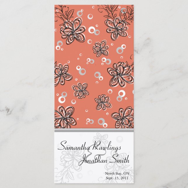 Wedding Program - Black & White Floral Swirl Programme (Front)