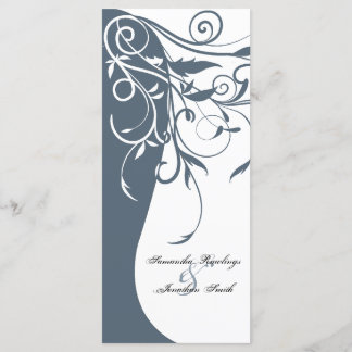 Wedding Program - Blue White Contrasting Floral Programme