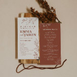 Wedding Program Boho Ceremony program Floral<br><div class="desc">Boho floral wedding program,  double-sided. The main colour of the program card is beige,  with terracotta floral and a boho font combination.</div>