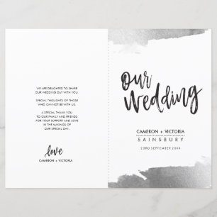 WEDDING PROGRAM brush lettering luxe gilded silver