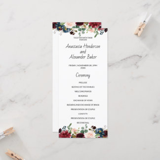 Wedding Program card.