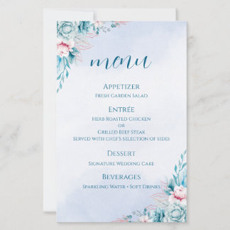wedding+program+card teal+floral+ceremony event+sc