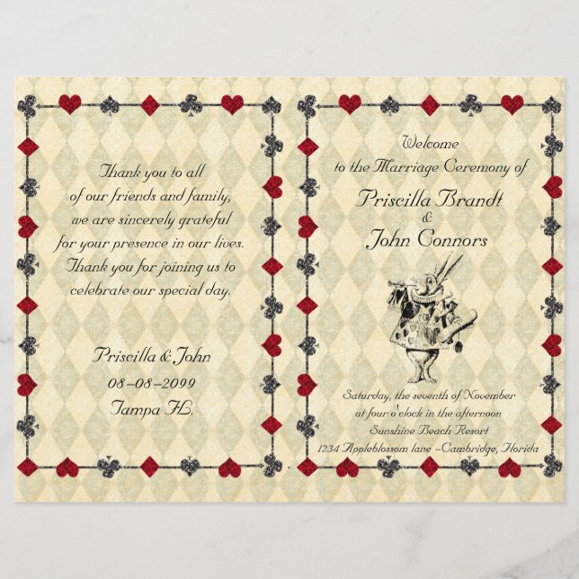 Wedding Program Ceremony,Alice in Wonderland (Front)