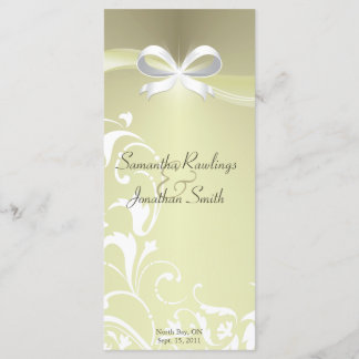 Wedding Program - Classy Ivory Satin Floral Ribbon Programme
