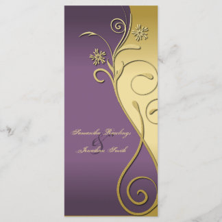 Wedding Program - Classy Purple & Gold Floral Programme