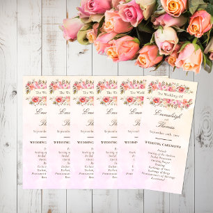 Wedding Program Coral Watercolor Floral Programme