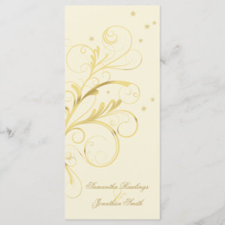 Wedding Program Cream Gold Floral Elegant Swirl Programme