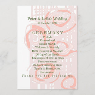 Wedding Program Culture Mosaic Floral Coral 2 Programme