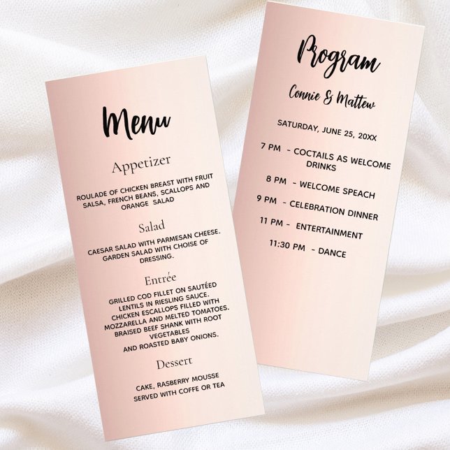 Wedding program dinner menu rose gold (Creator Uploaded)
