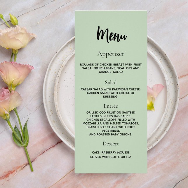 Wedding program dinner menu sage green (Creator Uploaded)