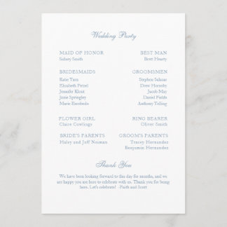 Wedding Program Dusty Blue Monogram Wreath Programme