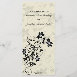 Wedding Program - Elegant Black and White Floral Programme