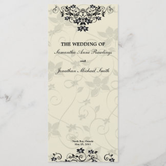 Wedding Program - Elegant Black and White Floral Programme