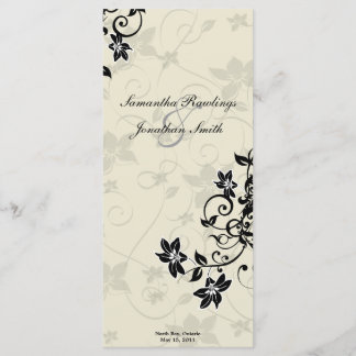 Wedding Program - Elegant Black & Ivory Floral Programme