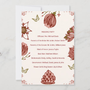 Wedding Program Elegant Botanical Party Card