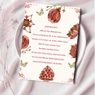 Wedding Program Elegant Botanical Party Card