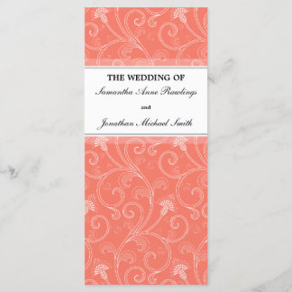Wedding Program - Elegant Coral Orange Victorian Programme
