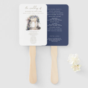 Wedding Program Elegant Floral Arch Hand Fan