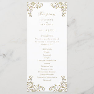 Wedding program elegant gold decorative scroll programme