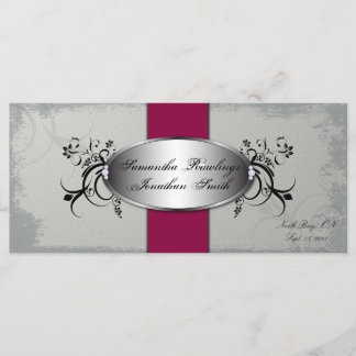 Wedding Program Elegant Grey Cherry Red Floral Programme