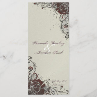 Wedding Program - Elegant Ivory Red Shattered Rose Programme