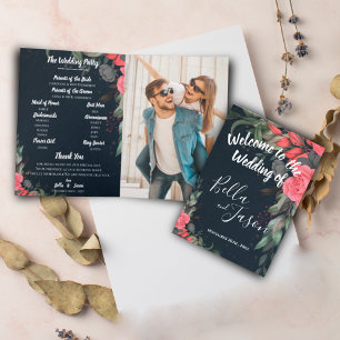 Wedding Program Elegant Peach Orange Floral Programme