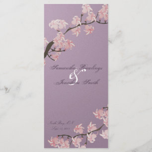 Wedding Program Elegant Purple Pink Cherry Blossom Programme