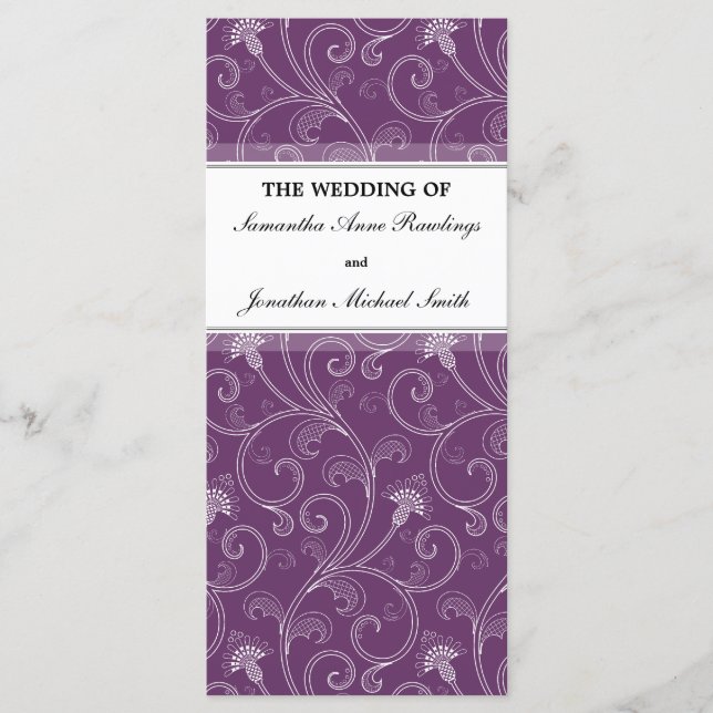Wedding Program - Elegant Purple Victorian Floral Programme (Front)
