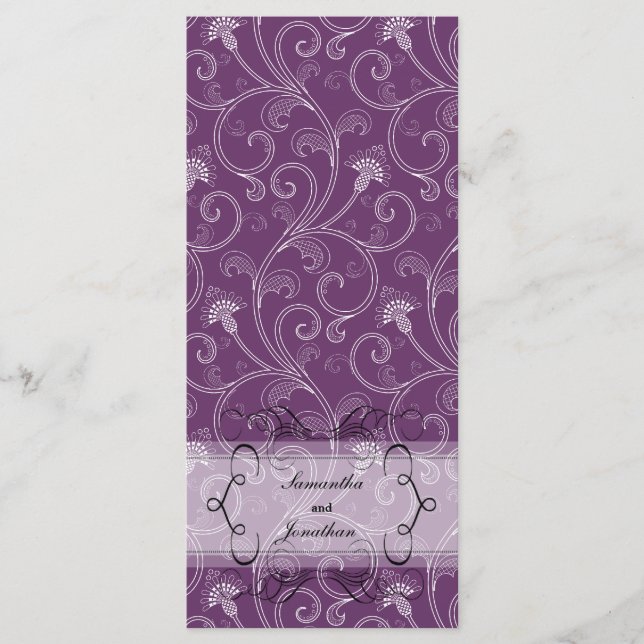 Wedding Program - Elegant Purple Victorian Floral Programme (Front)