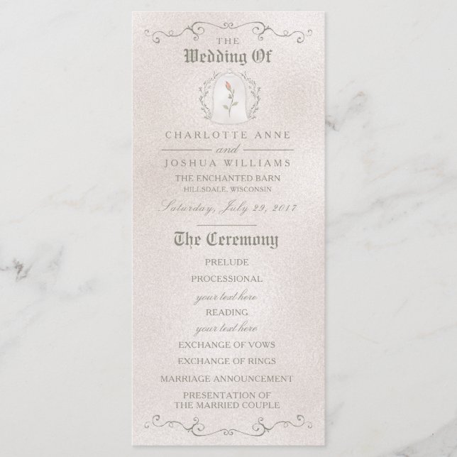 WEDDING PROGRAM | Elegant Rose of Beauty Programme (Front)