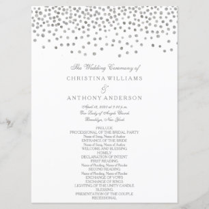 Wedding Program Elegant Silver Confetti Programme