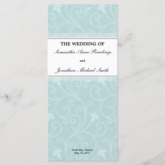 Wedding Program - Elegant White Victorian Floral Programme (Front)