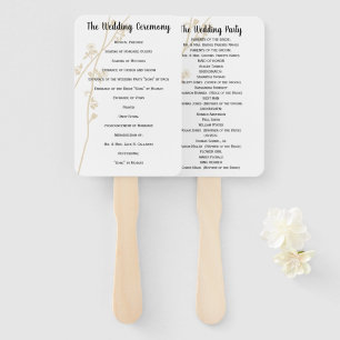 Wedding Program Fan Floral Any Custom Colour
