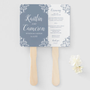 Wedding Program Fan Nadine (Dusty Blue) 4x6