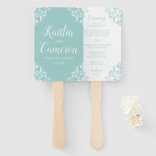 Wedding Program Fan   Nadine (Light Turquoise) 4x6
