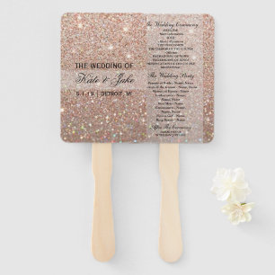 Wedding Program Fan - Rose Gold Glitter Fab