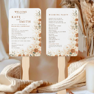 Wedding Program Fan   Rustic Floral Ceremony Hand 
