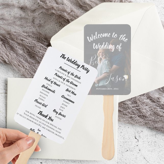 Wedding Program Faux Vellum Elegant Wedding Day Hand Fan (Wedding Program Faux Vellum Elegant Wedding Day Hand Fan)