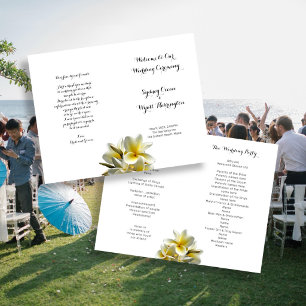 Wedding Program Folded With Frangipani Flowers