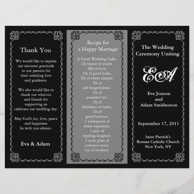 Wedding Program Folder Classic Black (Front)