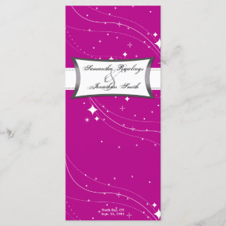 Wedding Program - Fuchsia Pink & White Stars Programme
