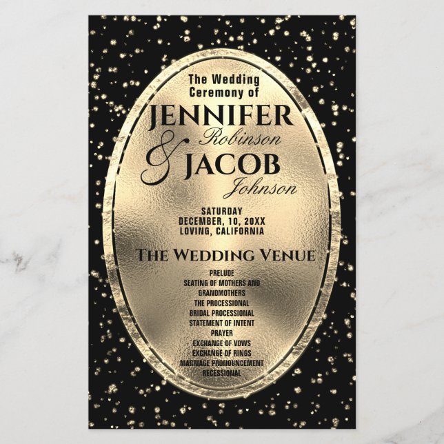 Wedding Program | Gold and Black (Front)