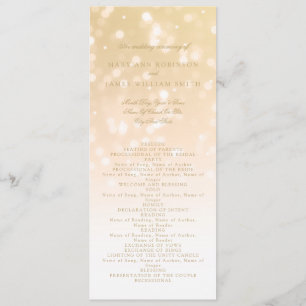 Wedding Program Gold Bokeh Sparkle Lights Programme